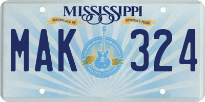 MS license plate MAK324