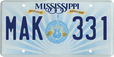 MS license plate MAK331