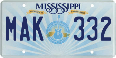 MS license plate MAK332