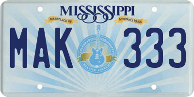 MS license plate MAK333