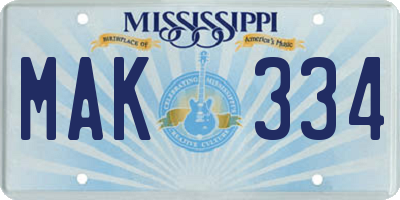 MS license plate MAK334