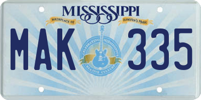 MS license plate MAK335