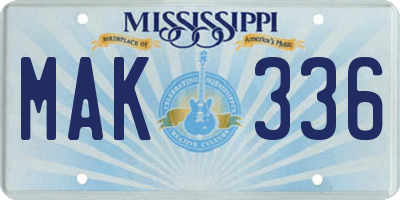 MS license plate MAK336
