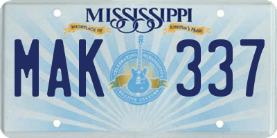 MS license plate MAK337