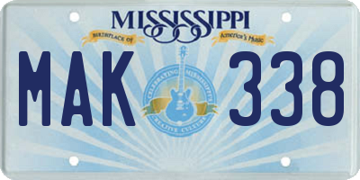MS license plate MAK338