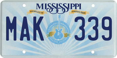 MS license plate MAK339