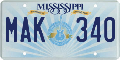 MS license plate MAK340