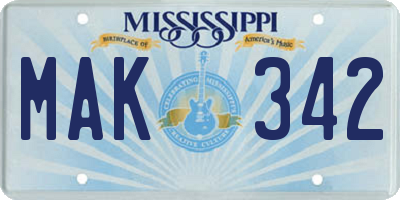 MS license plate MAK342