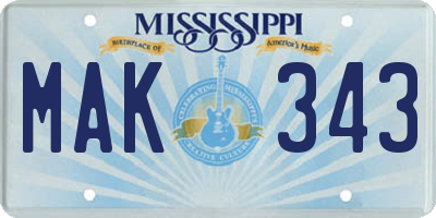 MS license plate MAK343