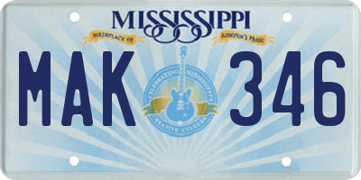 MS license plate MAK346