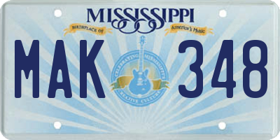 MS license plate MAK348