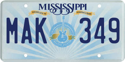 MS license plate MAK349