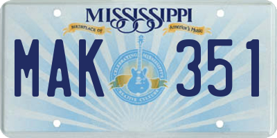 MS license plate MAK351