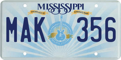MS license plate MAK356