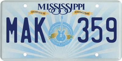 MS license plate MAK359