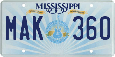 MS license plate MAK360