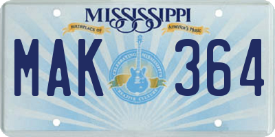 MS license plate MAK364