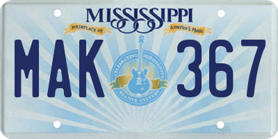 MS license plate MAK367