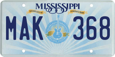 MS license plate MAK368