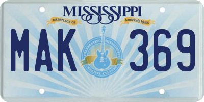 MS license plate MAK369