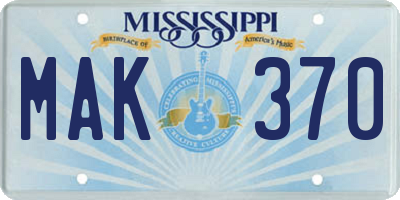 MS license plate MAK370