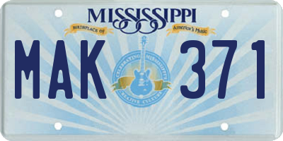 MS license plate MAK371