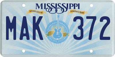 MS license plate MAK372