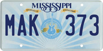 MS license plate MAK373