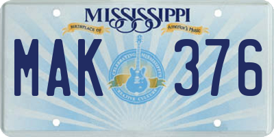 MS license plate MAK376