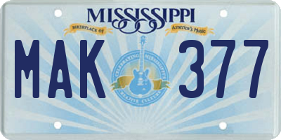 MS license plate MAK377