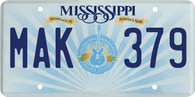 MS license plate MAK379