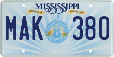 MS license plate MAK380