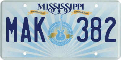 MS license plate MAK382