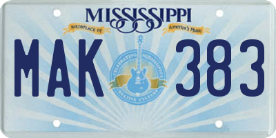 MS license plate MAK383