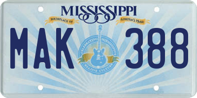 MS license plate MAK388