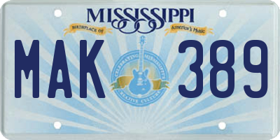 MS license plate MAK389