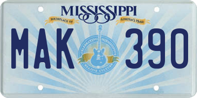 MS license plate MAK390