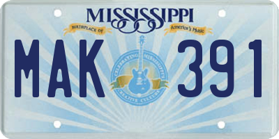 MS license plate MAK391