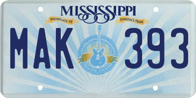 MS license plate MAK393