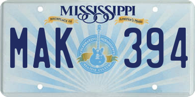 MS license plate MAK394