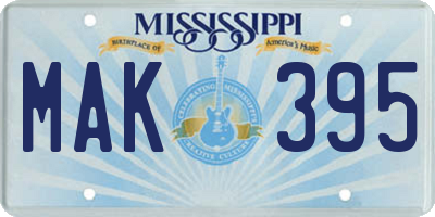 MS license plate MAK395