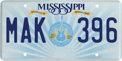 MS license plate MAK396