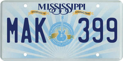 MS license plate MAK399