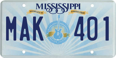 MS license plate MAK401