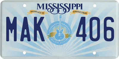MS license plate MAK406