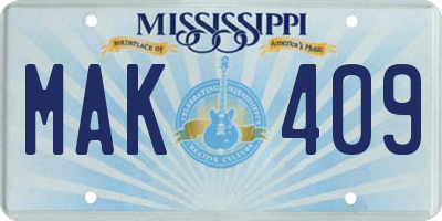 MS license plate MAK409
