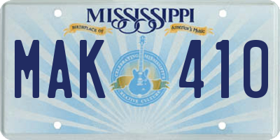 MS license plate MAK410
