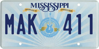 MS license plate MAK411
