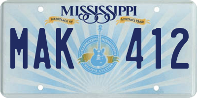 MS license plate MAK412