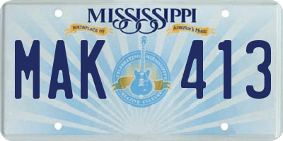 MS license plate MAK413